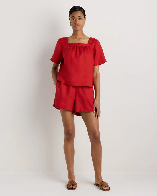 100% European Linen Square Neck Swing Top - US 5974