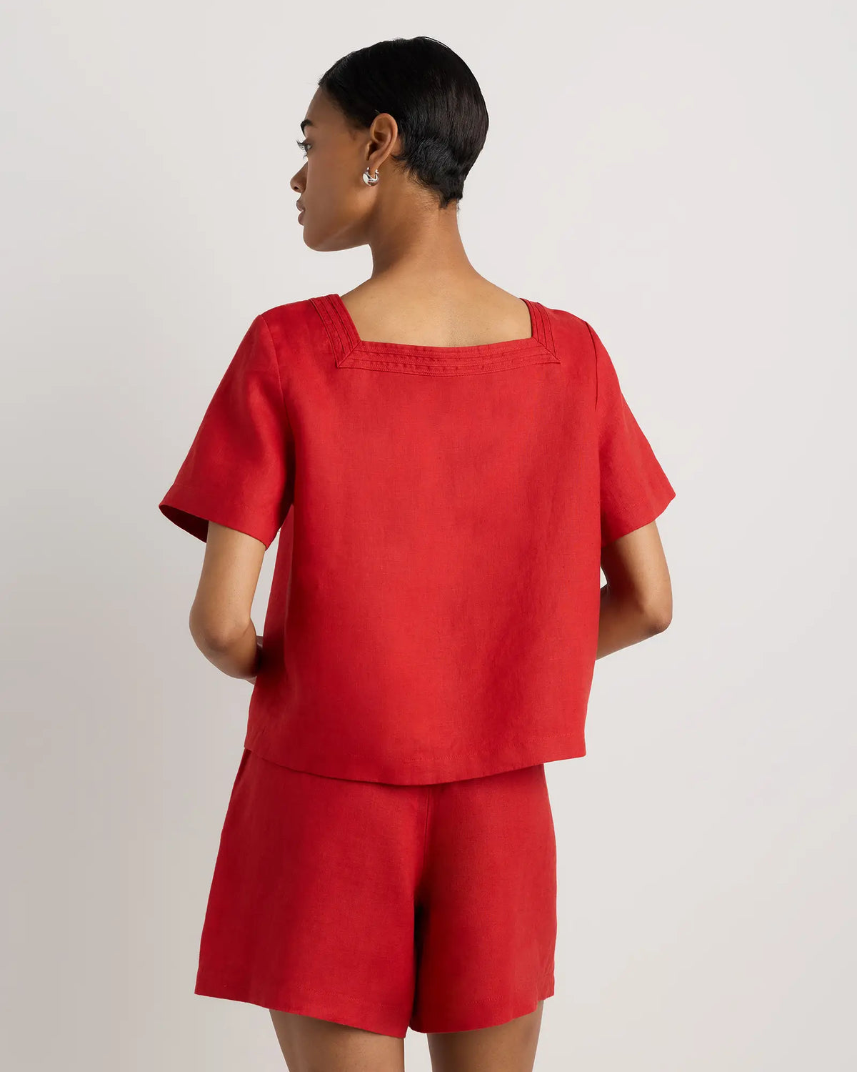100% European Linen Square Neck Swing Top - US 5974