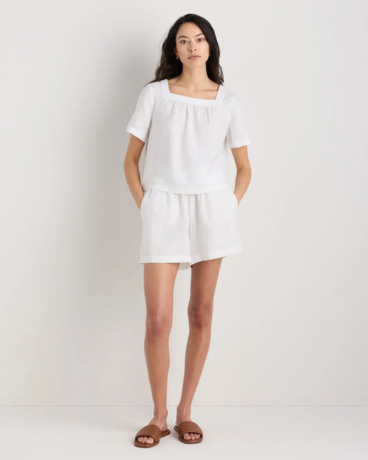 100% European Linen Square Neck Swing Top - US 7828