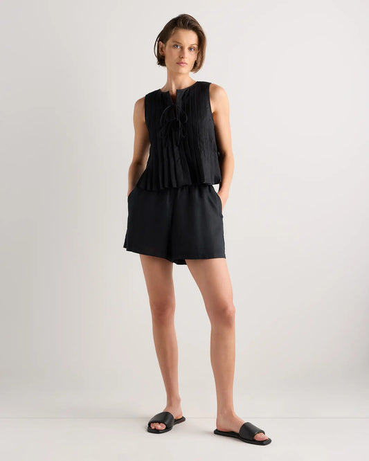100% European Linen Pleated Tank - US 4745