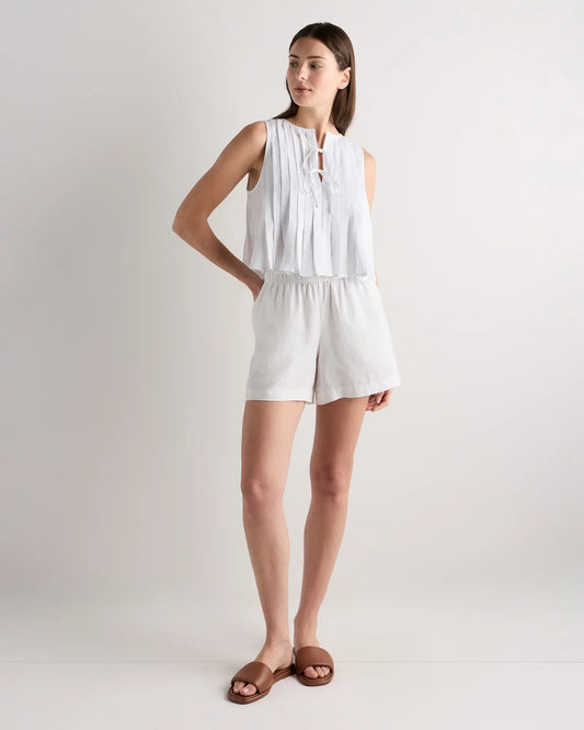 100% European Linen Pleated Tank - US 9582