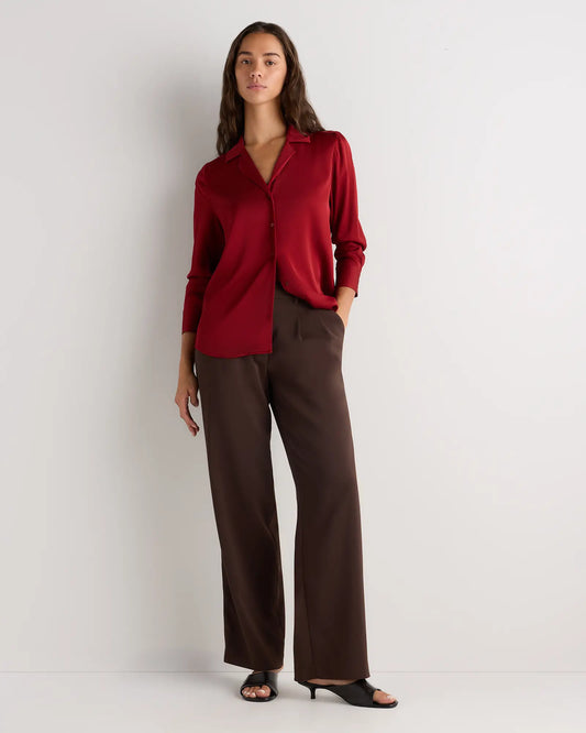 Washable Stretch Silk Notch Collar Blouse - US 2949