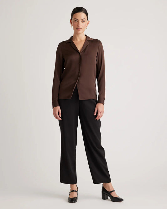 Washable Stretch Silk Notch Collar Blouse - US 0105