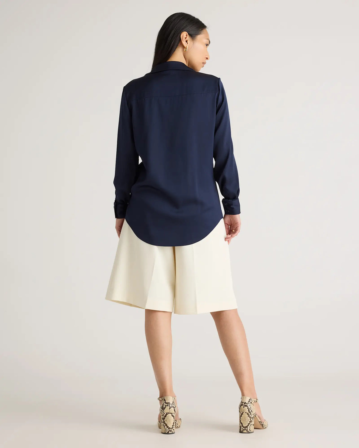 Washable Stretch Silk Notch Collar Blouse - US 0629