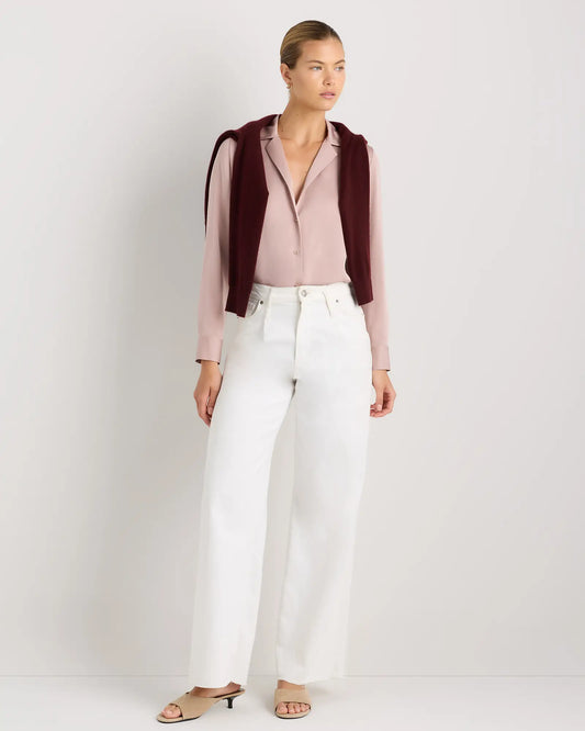 Washable Stretch Silk Notch Collar Blouse - US 4939