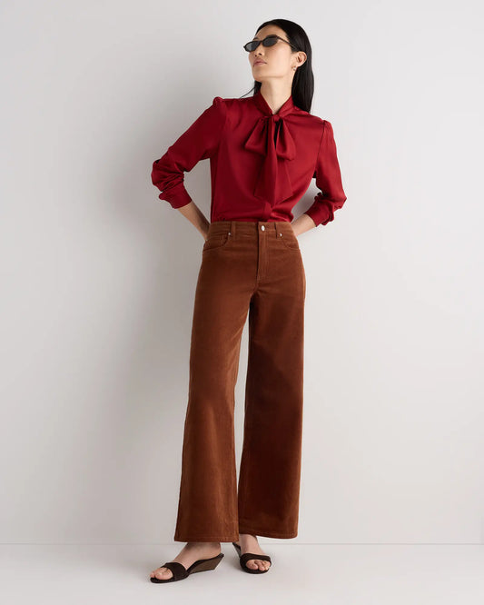 Washable Stretch Silk Tie Neck Blouse - US 1311