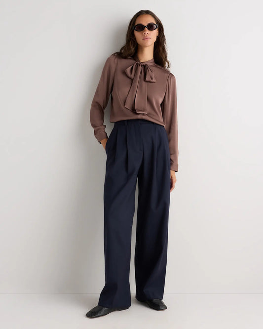 Washable Stretch Silk Tie Neck Blouse - US 0496