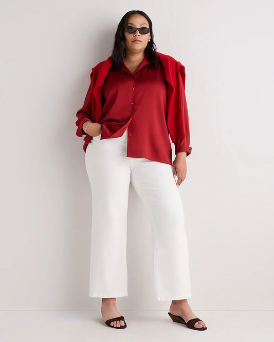 Washable Stretch Silk Notch Collar Blouse - US 5107