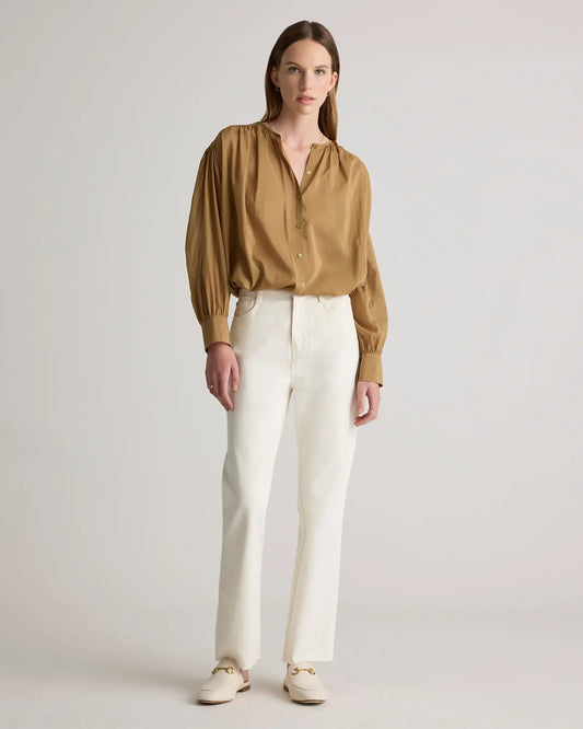 Cotton-Silk Voile Blouson Blouse - US 5570