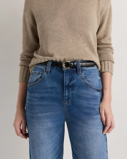 Sofia European Leather Skinny Belt - US 3653