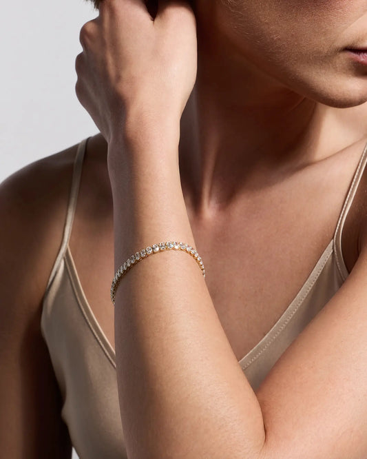 14K Gold Lab Grown Diamond North-South Oval Tennis Bracelet - 10ctw - US 5622