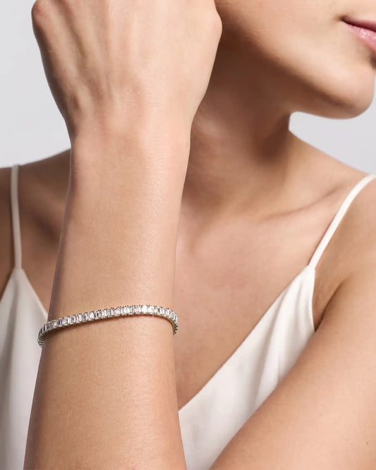 14K Gold Lab Grown Diamond North-South Emerald Tennis Bracelet - 10ctw - US 6016