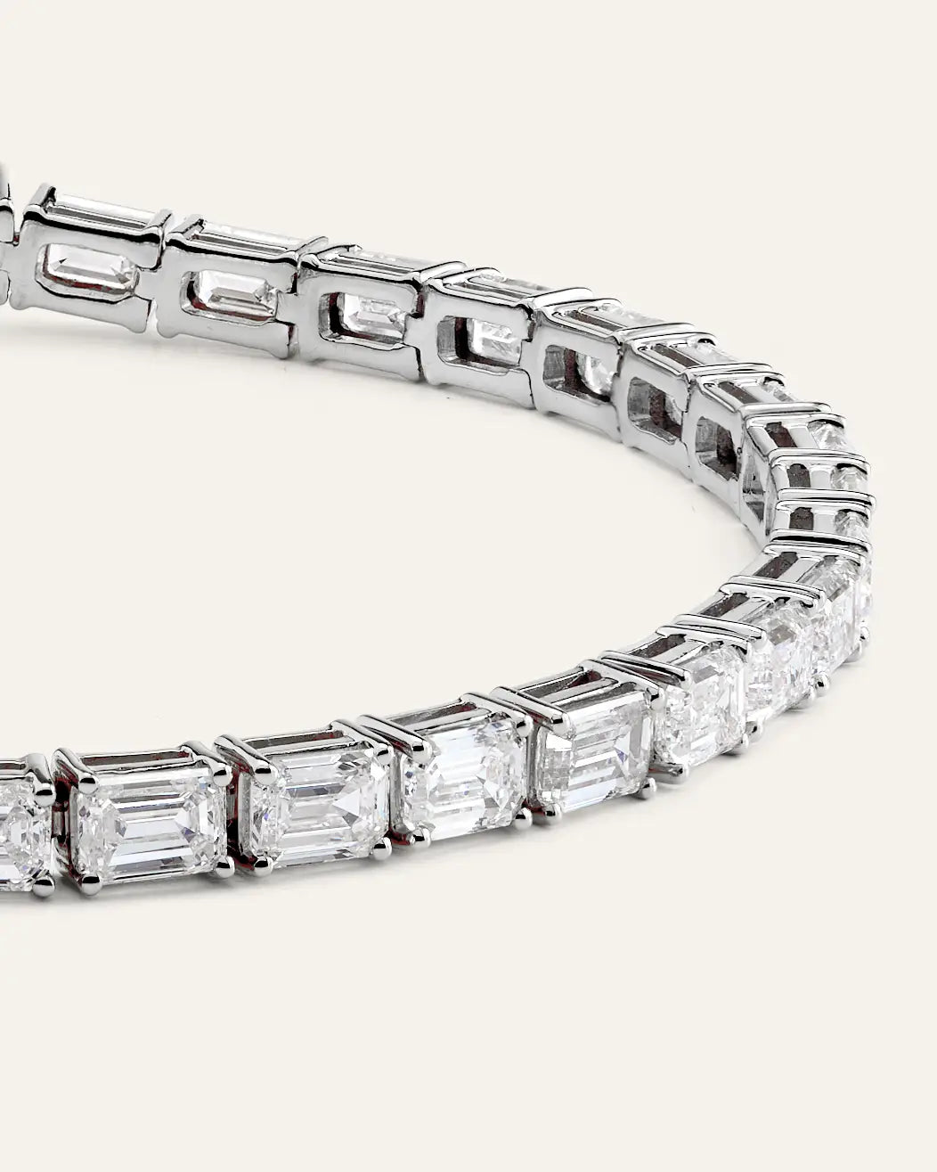 14K Gold Lab Grown Diamond East-West Emerald Tennis Bracelet - 10ctw - US 0642
