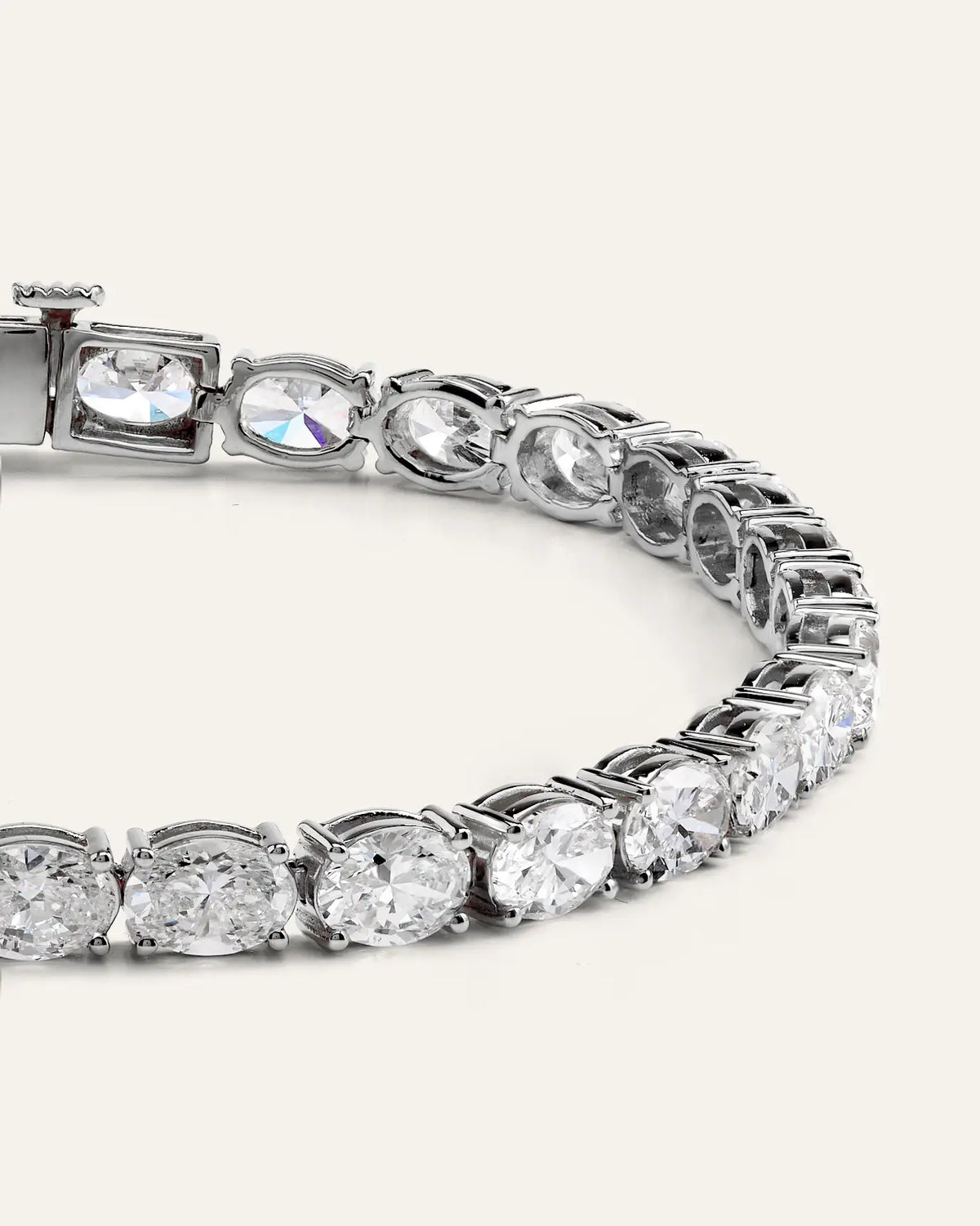 14K Gold Lab Grown Diamond East-West Oval Tennis Bracelet - 10ctw - US 5733