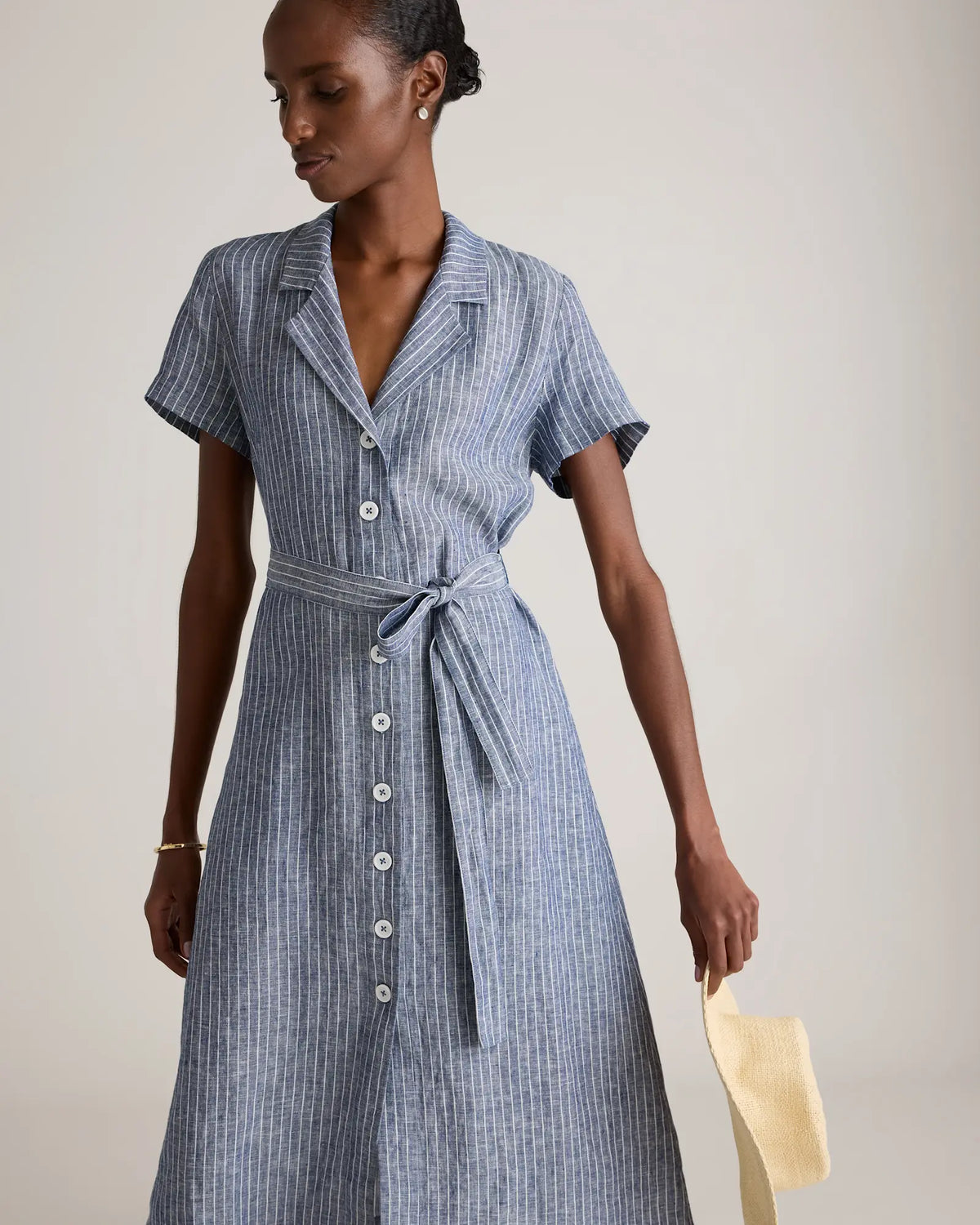 100% European Linen Button Front Dress - US 2746