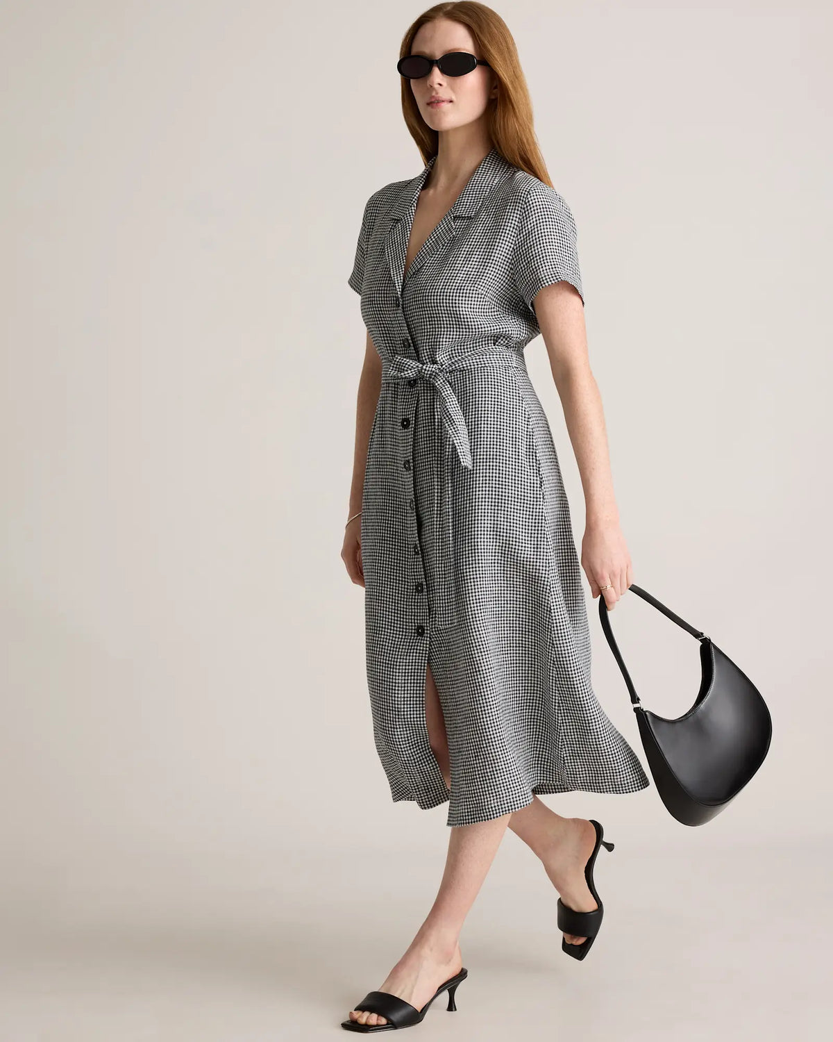 100% European Linen Button Front Dress - US 7449