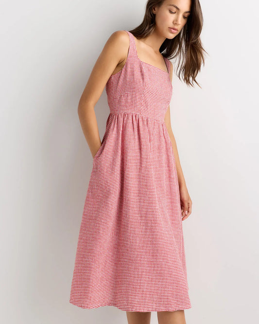 100% European Linen Fit & Flare Midi Dress - US 7237