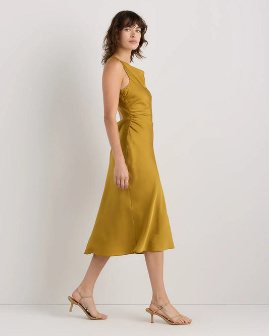 Washable Stretch Silk High Neck Midi Dress - US 6612