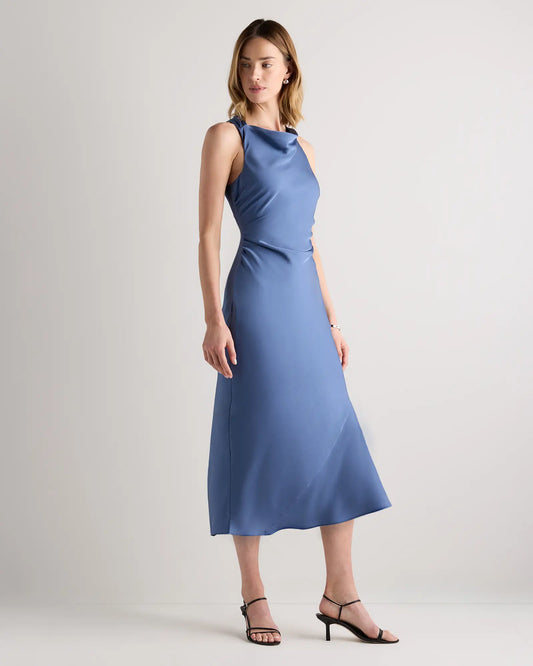 Washable Stretch Silk High Neck Midi Dress - US 7820