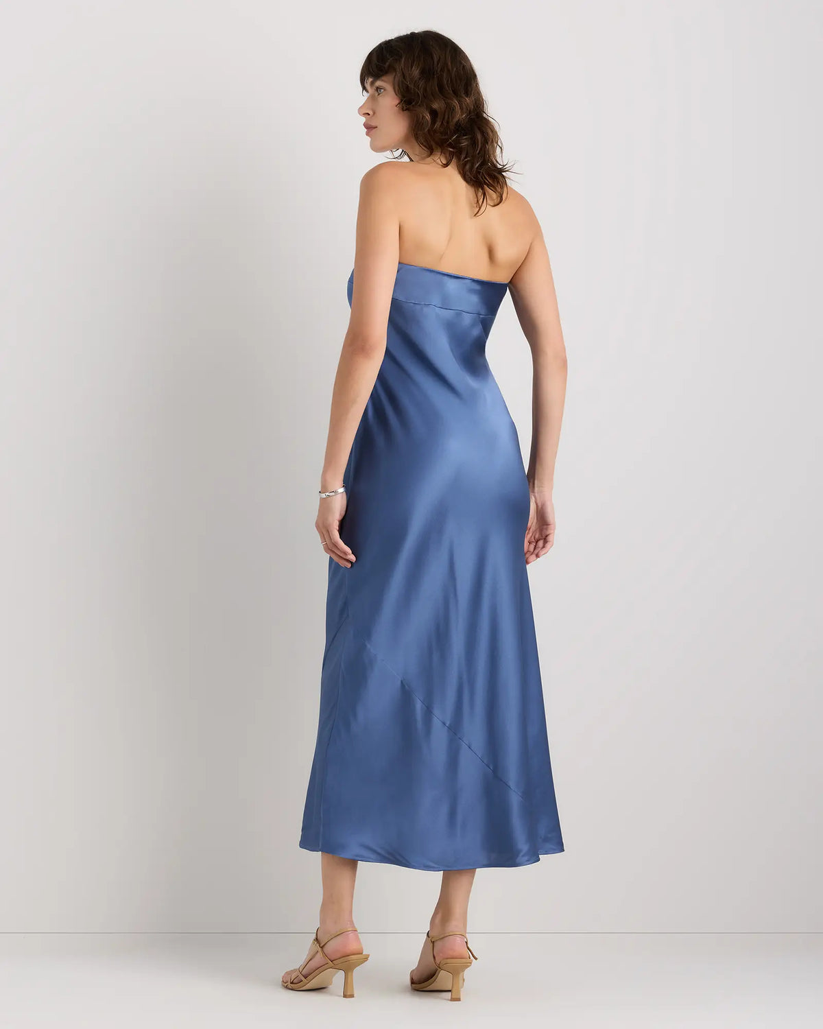 100% Washable Silk Strapless Midi Dress - US 0460