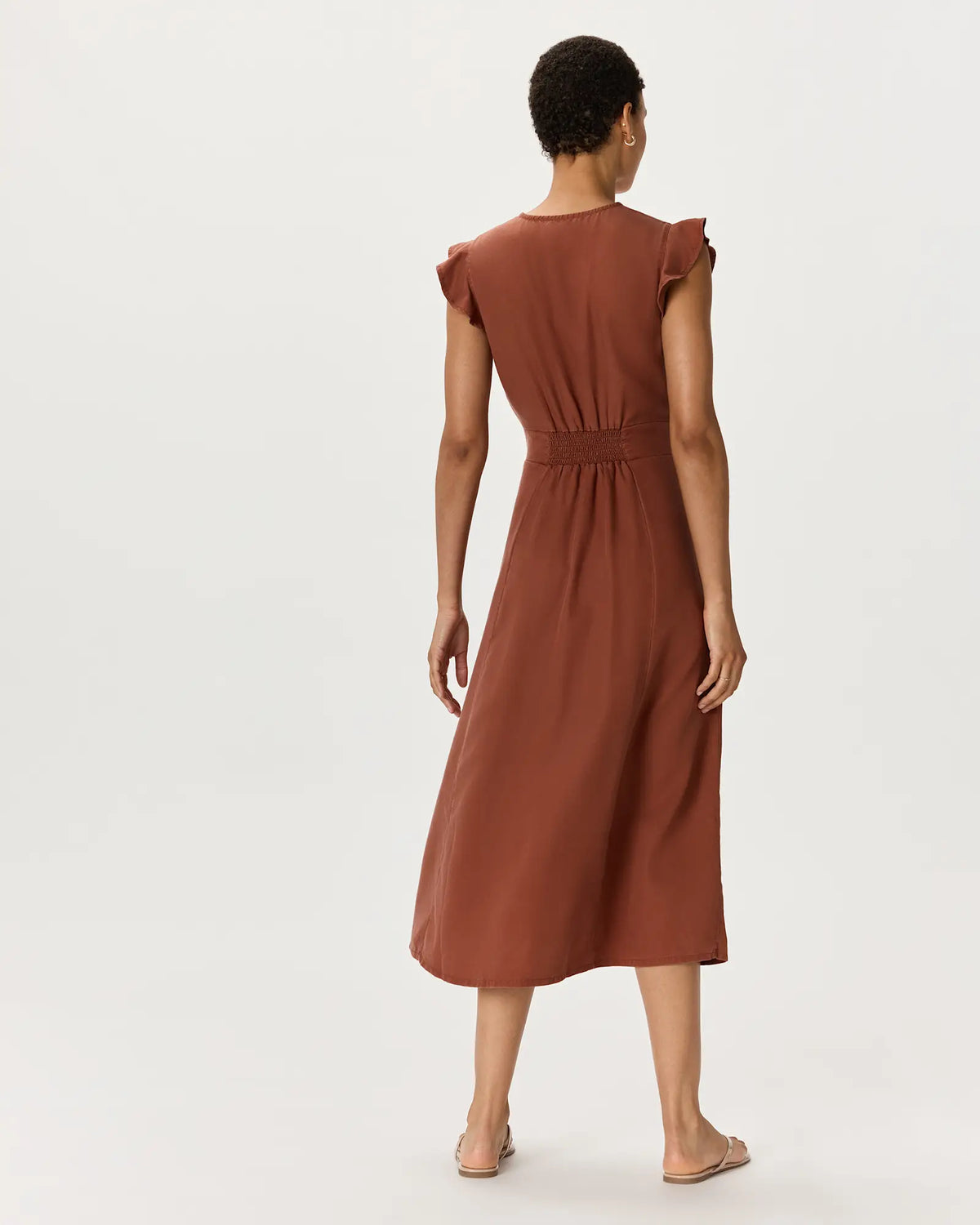 Vintage Wash Tencel Button Front Midi Dress - US 2296