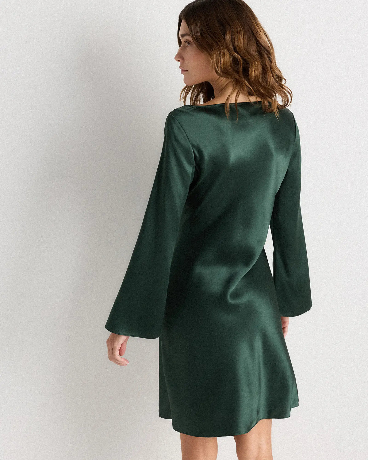 100% Washable Silk Long Sleeve Mini Dress - US 3191
