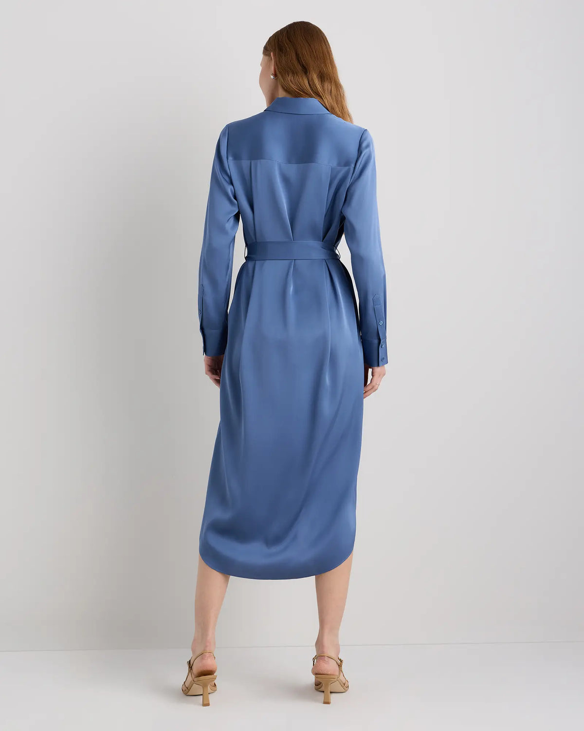 Washable Stretch Silk Maxi Shirt Dress - US 8994