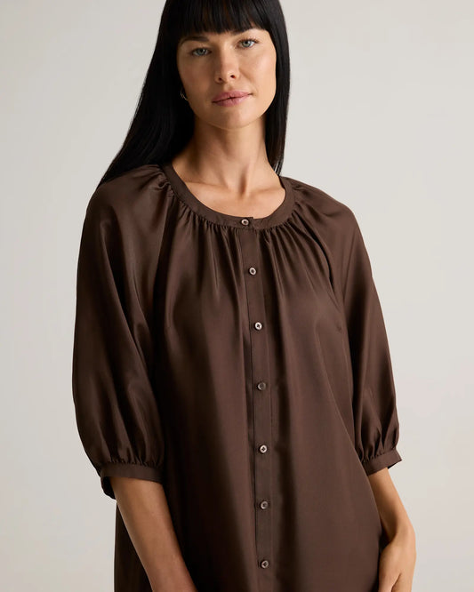 100% Silk Twill Button Front Mini Dress - US 2354