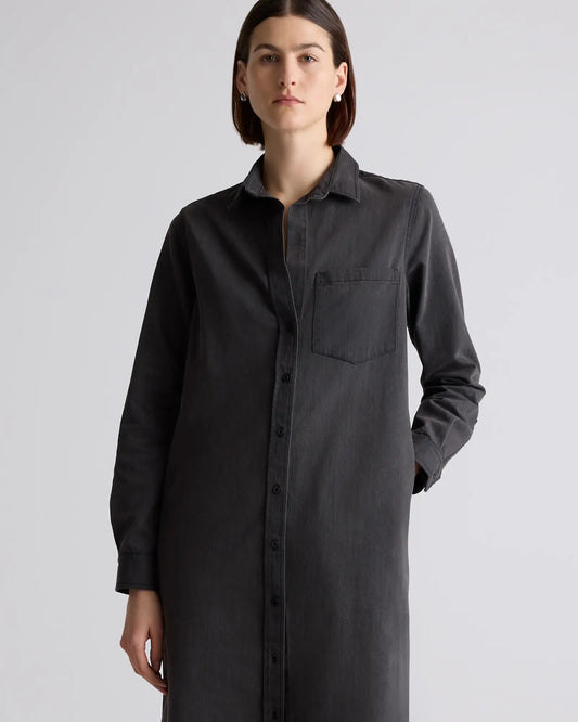Distressed Denim Maxi Shirt Dress - US 7537