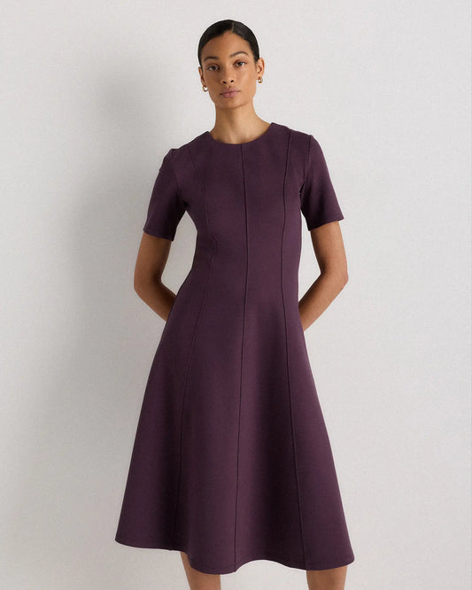 Ultra-Stretch Ponte Short Sleeve Midi Dress - US 7235