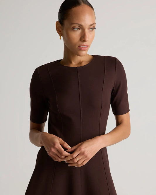 Ultra-Stretch Ponte Short Sleeve Midi Dress - US 8883