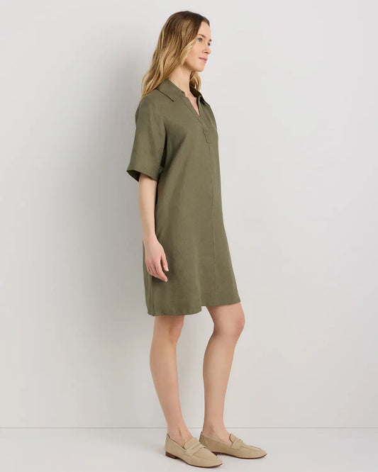 100% European Linen Popover Mini Dress - US 8441
