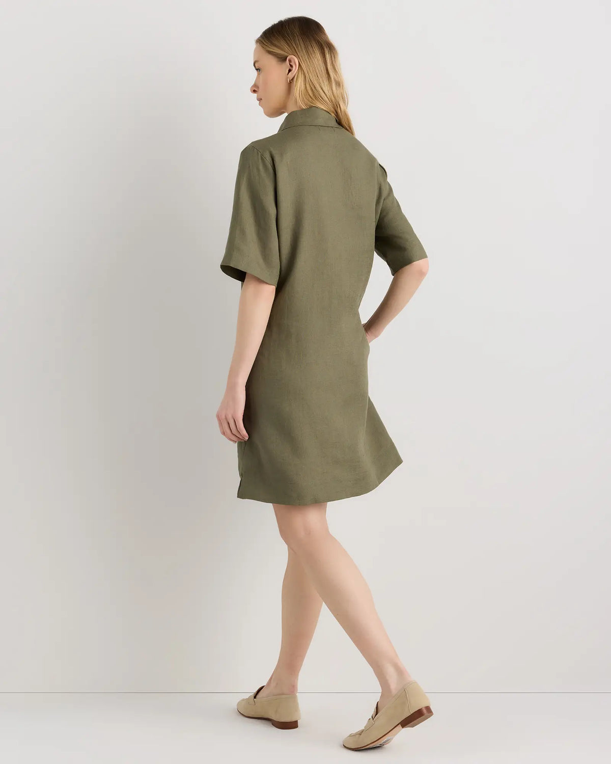 100% European Linen Popover Mini Dress - US 8441