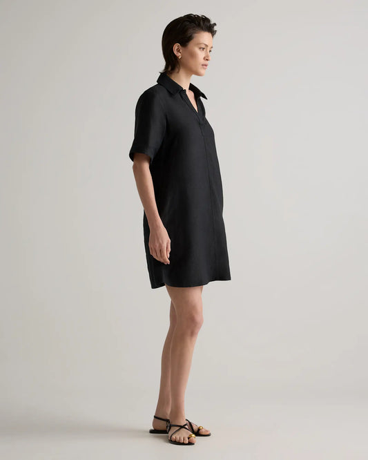 100% European Linen Popover Mini Dress - US 2159