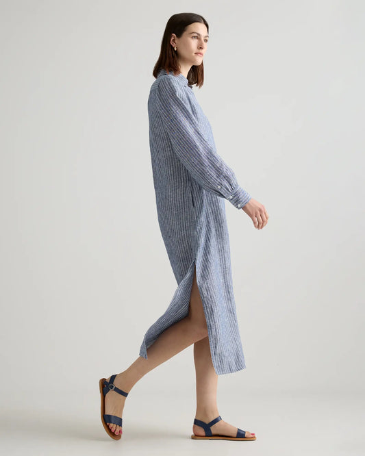 100% European Linen Popover Maxi Dress - US 0945