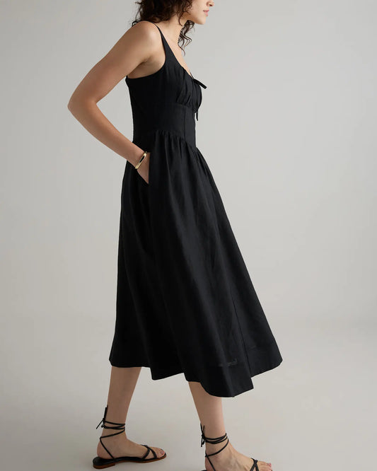100% European Linen Corset Midi Dress - US 0897