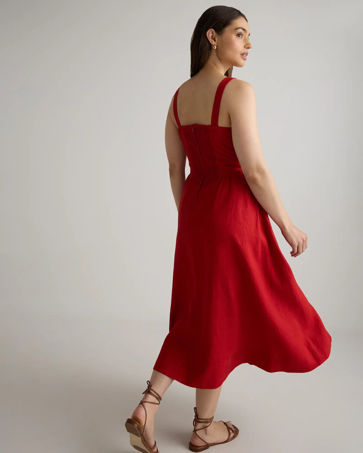 100% European Linen Corset Midi Dress - US 8379
