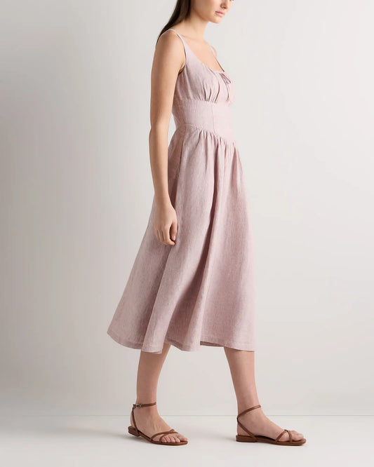 100% European Linen Corset Midi Dress - US 7654