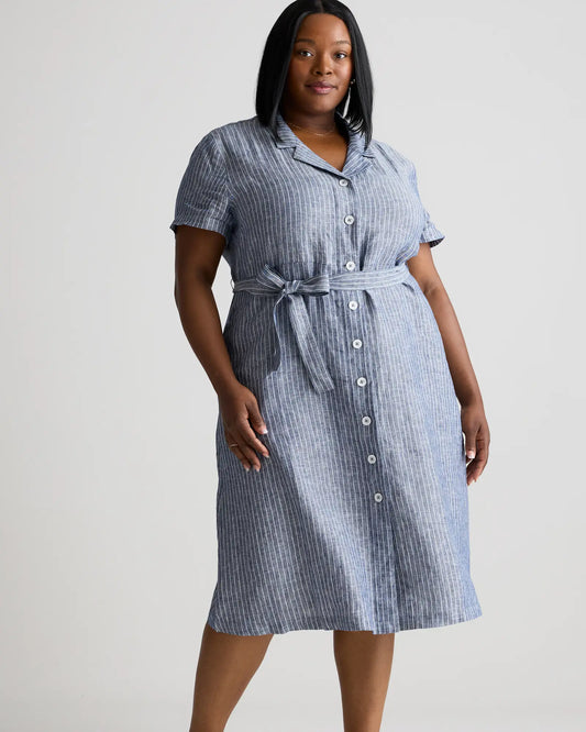 100% European Linen Button Front Dress - US 5124