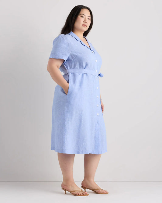 100% European Linen Button Front Dress - US 4726