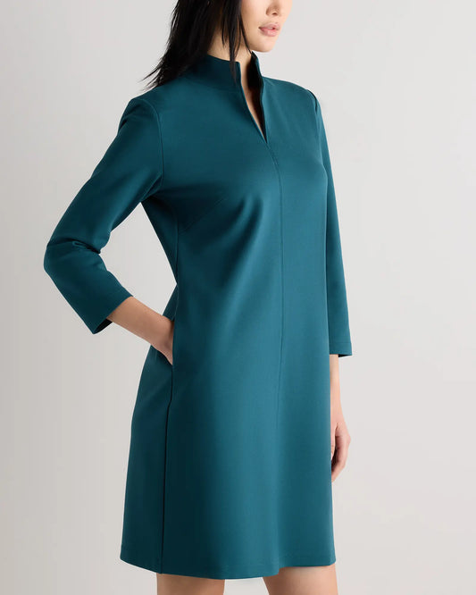 Ultra-Stretch Ponte Split Neck Mini Dress - US 2253
