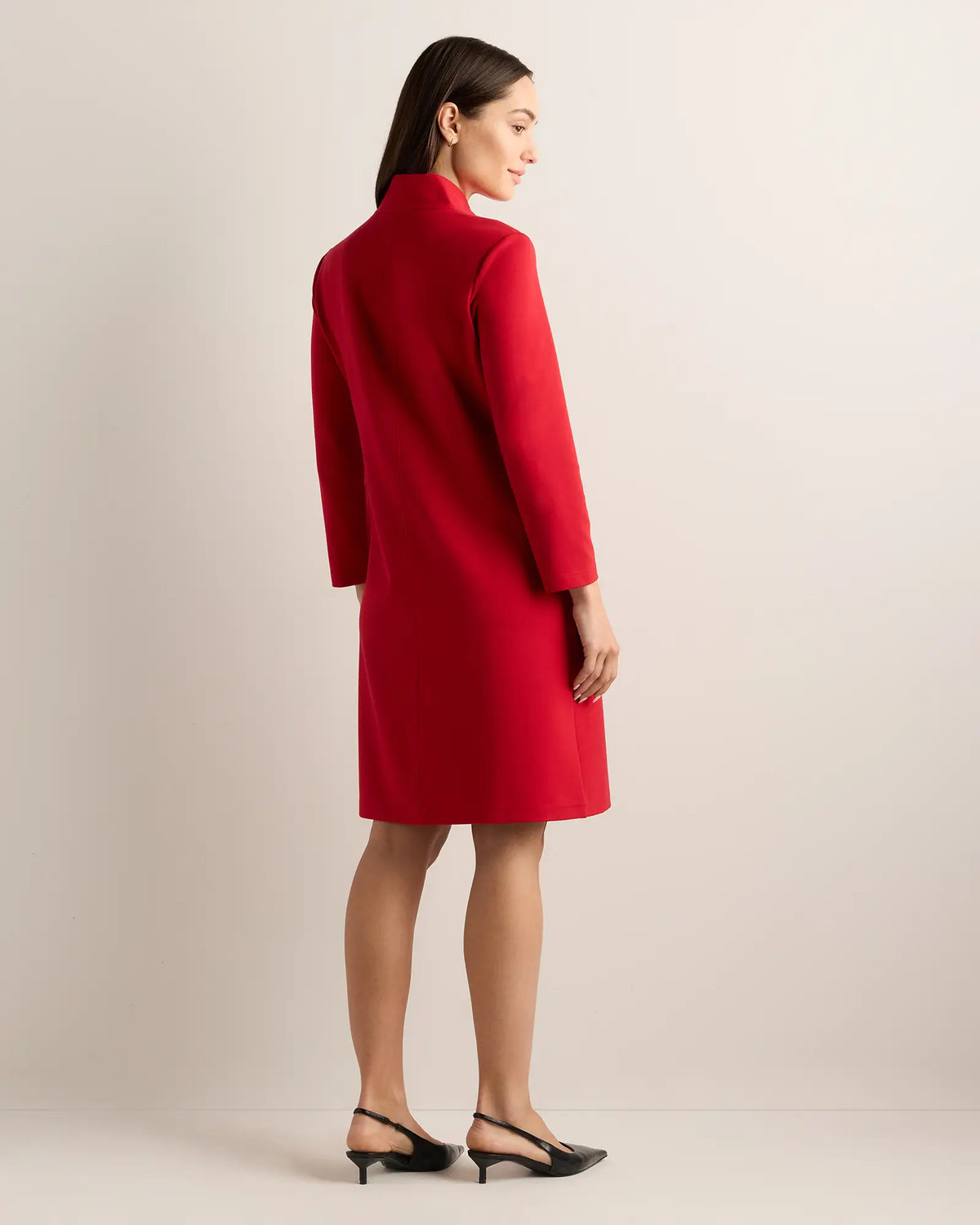 Ultra-Stretch Ponte Split Neck Mini Dress - US 0145