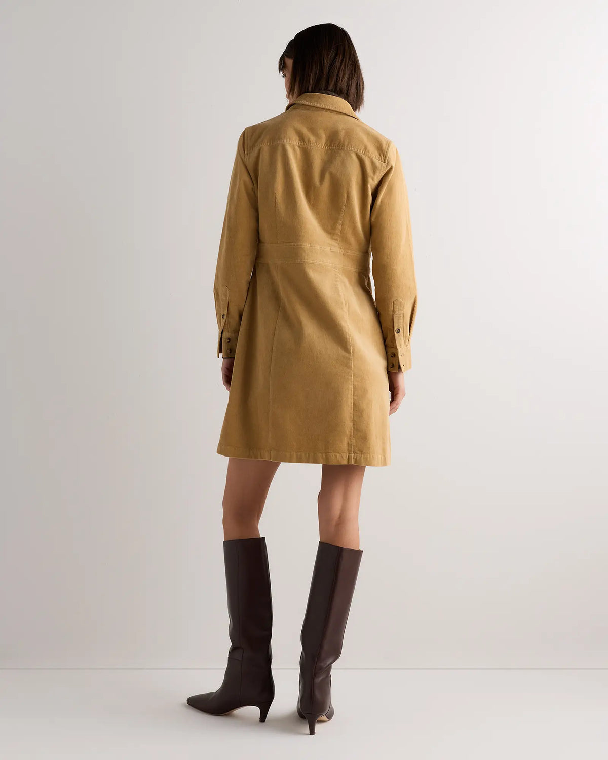 Organic Stretch Corduroy Mini Shirt Dress - US 6345