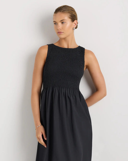 100% Organic Cotton Poplin Boatneck Maxi Dress - US 2413