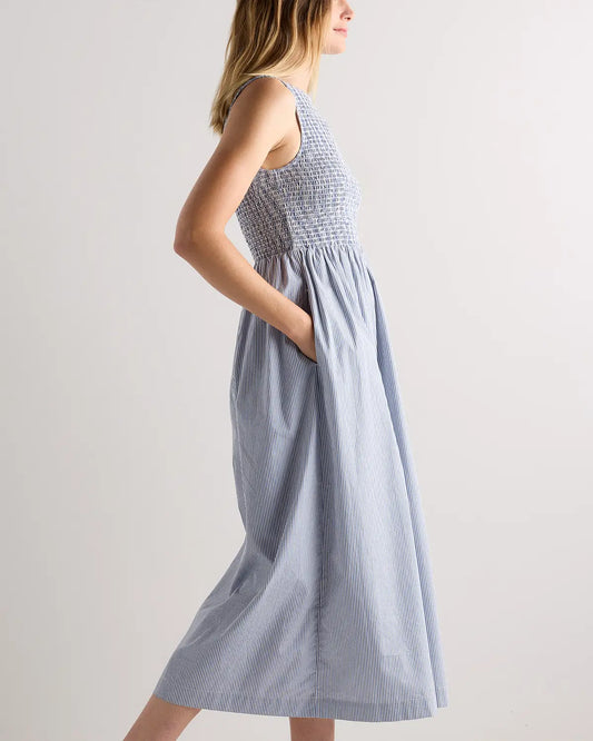 100% Organic Cotton Poplin Boatneck Maxi Dress - US 8328