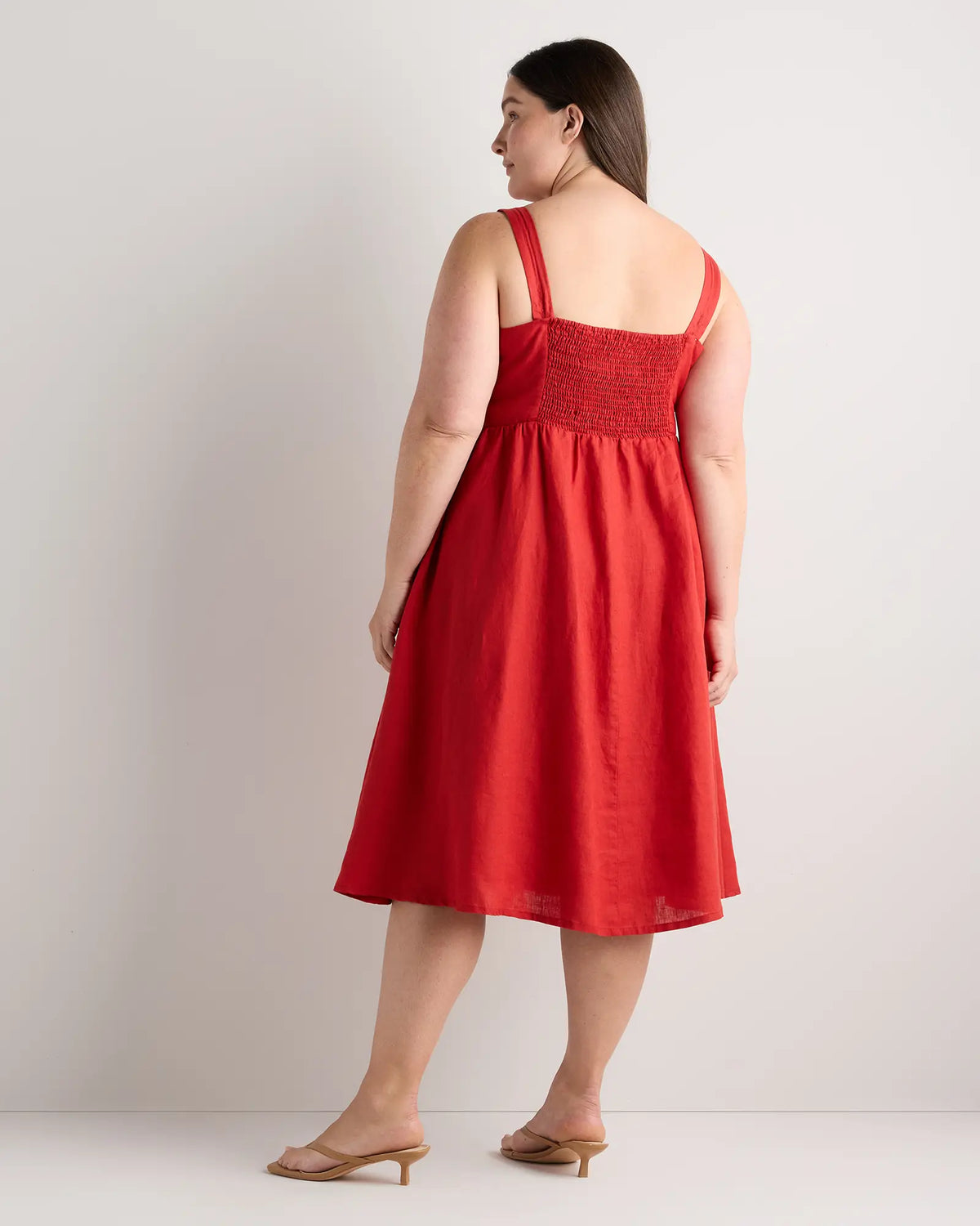 100% European Linen Fit & Flare Midi Dress - US 7837