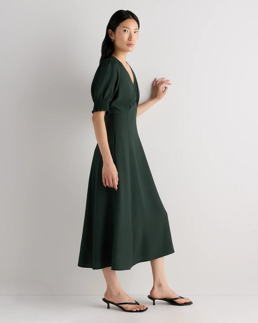 Matte Crepe Puff Sleeve Midi Dress - US 9946