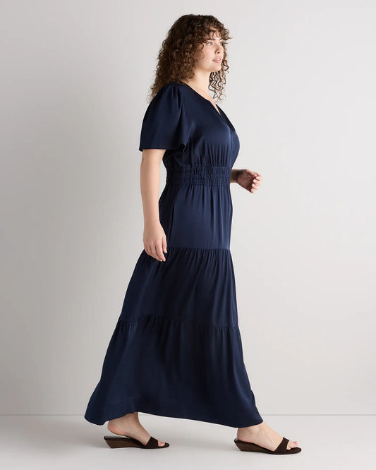 Washable Stretch Silk Tiered Maxi Dress - US 3444