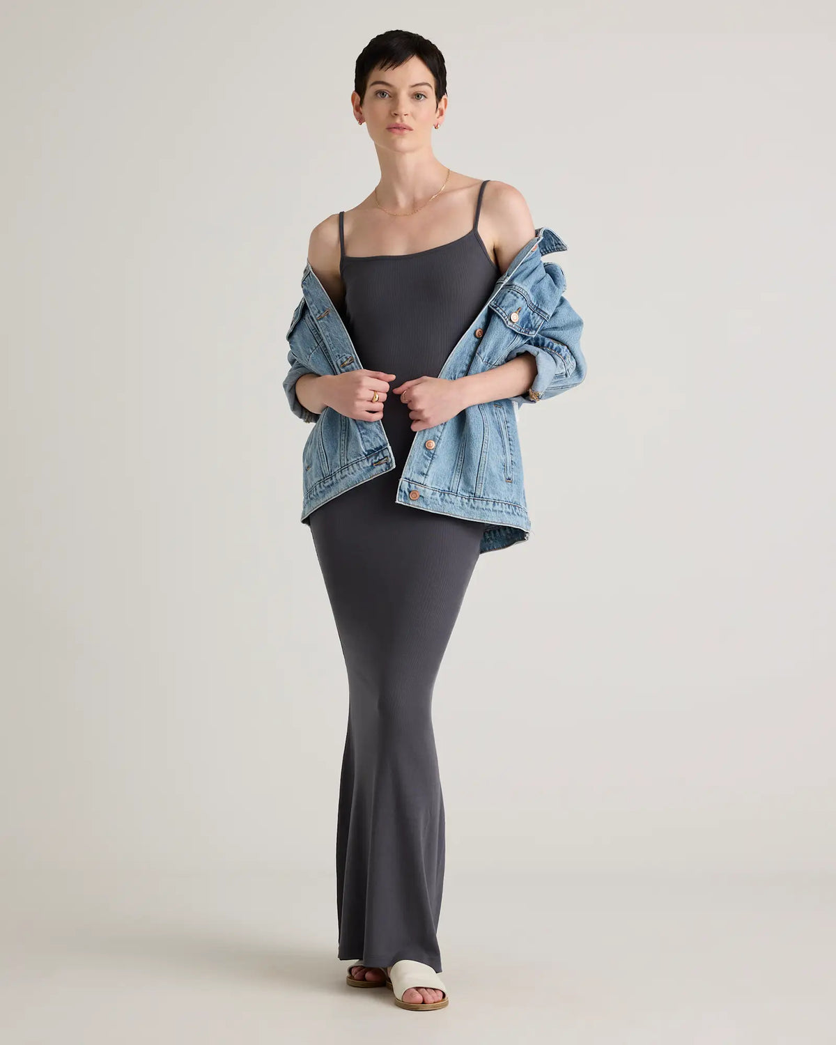 Tencel Rib Knit Maxi Slip Dress - US 4680