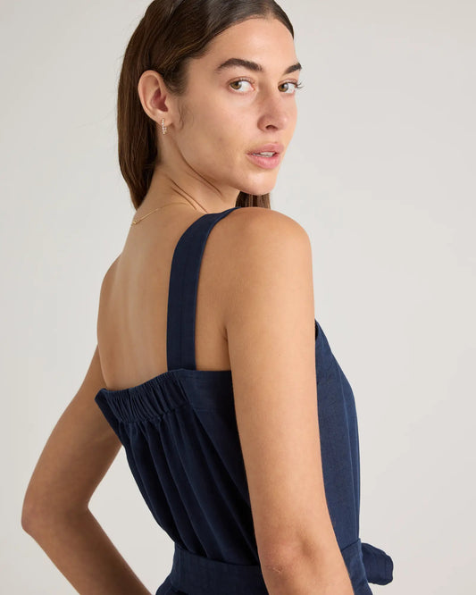 100% European Linen Square Neck Jumpsuit - US 8250